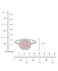 Macy's Pink & White Cubic Zirconia Halo Engagement Ring Sterling Silver