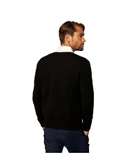 Bellemere New York Men's Solid V-Neck Merino Sweater
