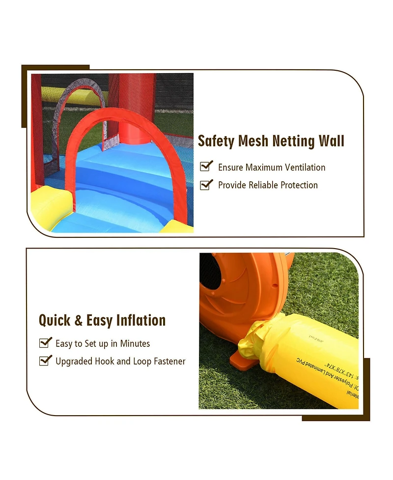 Gymax Inflatable Bounce House Slide Jumping Castle Soccer Goal Ball Pit Without Blower