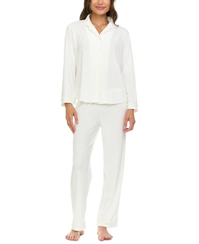Flora by Flora Nikrooz Women's Addie Printed Velour Long Sleeve Pajama Set