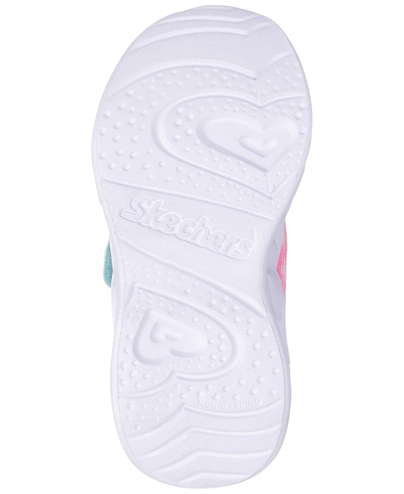 Skechers Toddler Girls Heart Lights - Lovin Reflection Light-Up Fastening Strap Casual Sneakers from Finish Line