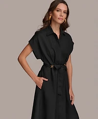 Donna Karan New York Women's Grommet-Trim Belted Midi Dress