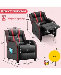 Gouun Kids Recliner Chair with Side Pockets and Footrest