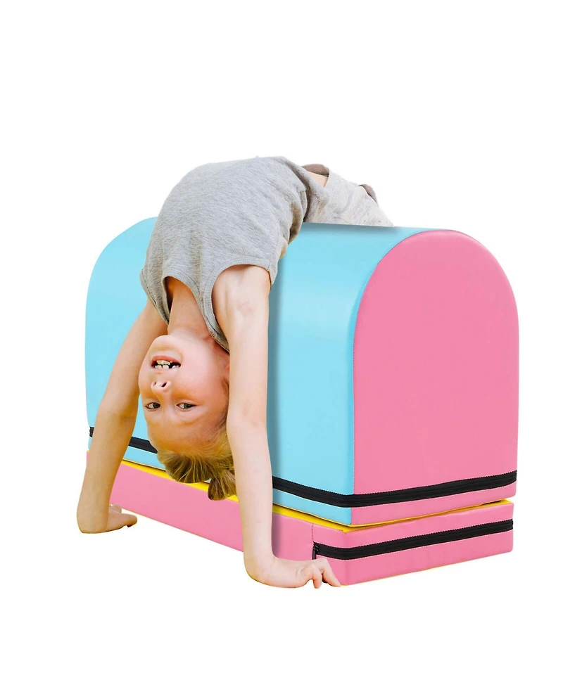 Mailbox Tumbling Mat Gymnastics Vaulting Box with Detachable Mat & Carrying Handle