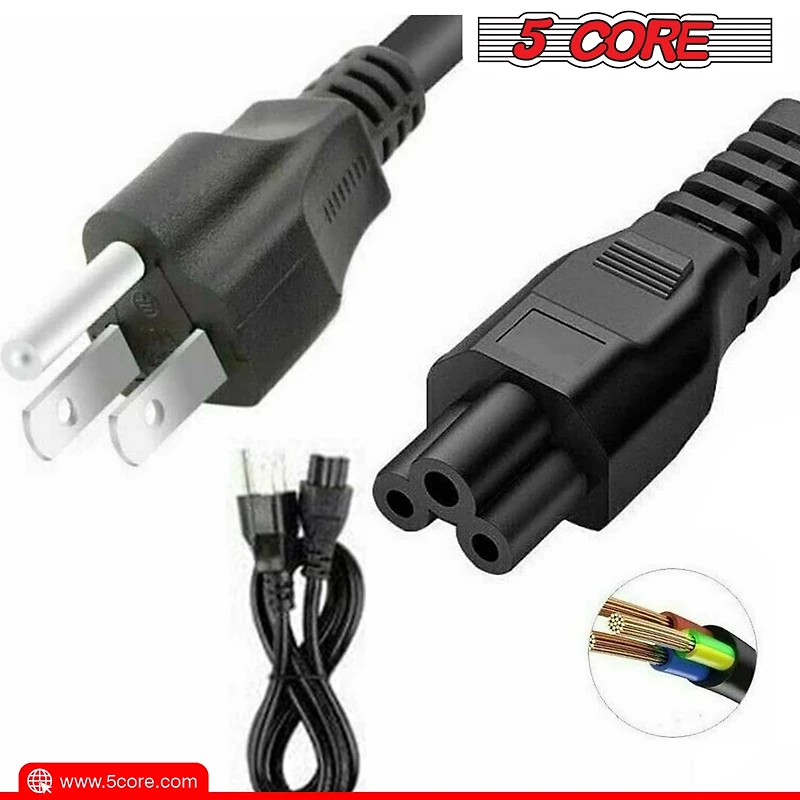 5Core Ac Power Cord 6Ft 2 Prong Us Male to Female Extension Adapter 18AWG 10A 7A 125V - Pl 1001 2 Pcs