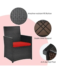 Gouun 3 Pieces Patio Rattan Furniture Set with Cushion and Sofa Armrest
