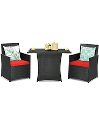 Gouun 3 Pieces Patio Rattan Furniture Set with Cushion and Sofa Armrest
