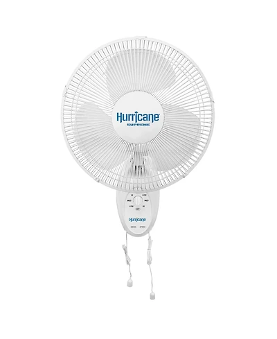 Hurricane Supreme 12 Inch Oscillating 3 Speed Portable Wall Mount Fan, White