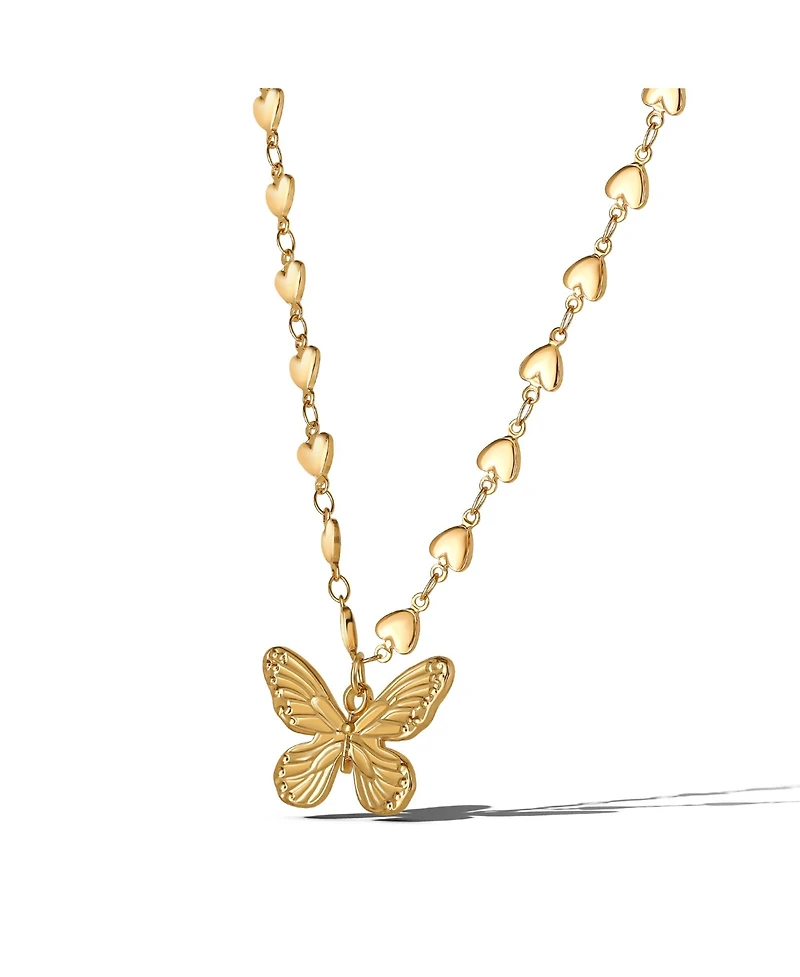 Jessica Simpson Heart Chain Butterfly Pendant Necklace