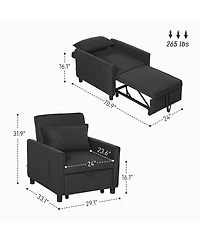 Homcom 3-in-1 Convertible Chair Bed, Adjustable Sleeper Chair,