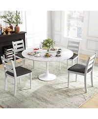 Gouun Set of 2 Rubber Wood Dining Chairs with Upholstered Seat