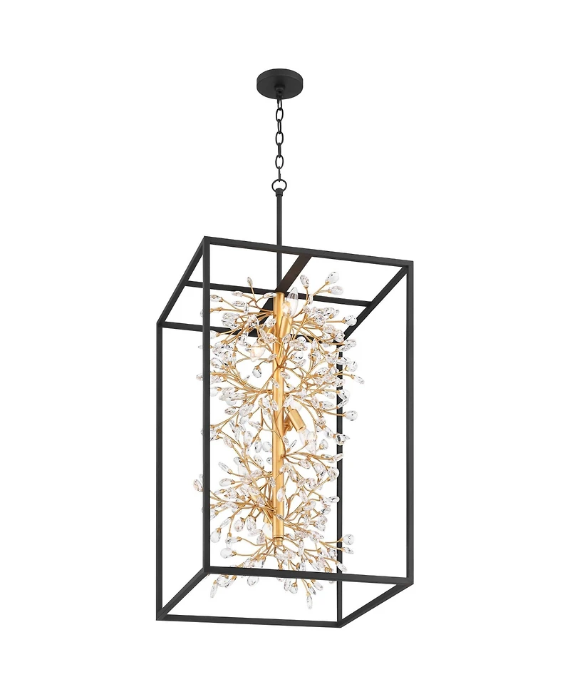 Possini Euro Design Carrine 20" Modern Pendant Chandelier Ceiling Light Fixture Dining Room Over Table 6-Light Black Gold Finish