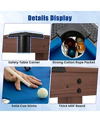 48" Pool Table for Kids & Adults with Full Set of Balls 2 Cue Sticks Chalks