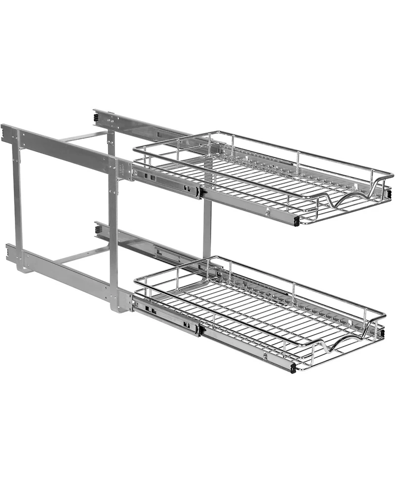 Florida Brands Pull Out Cabinet Organizer 2 Tier with Chrome Finish 12.5 x 21 In
