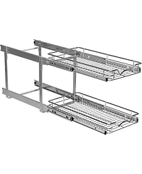 Florida Brands Pull Out Cabinet Organizer 2 Tier with Chrome Finish 12.5 x 21 In