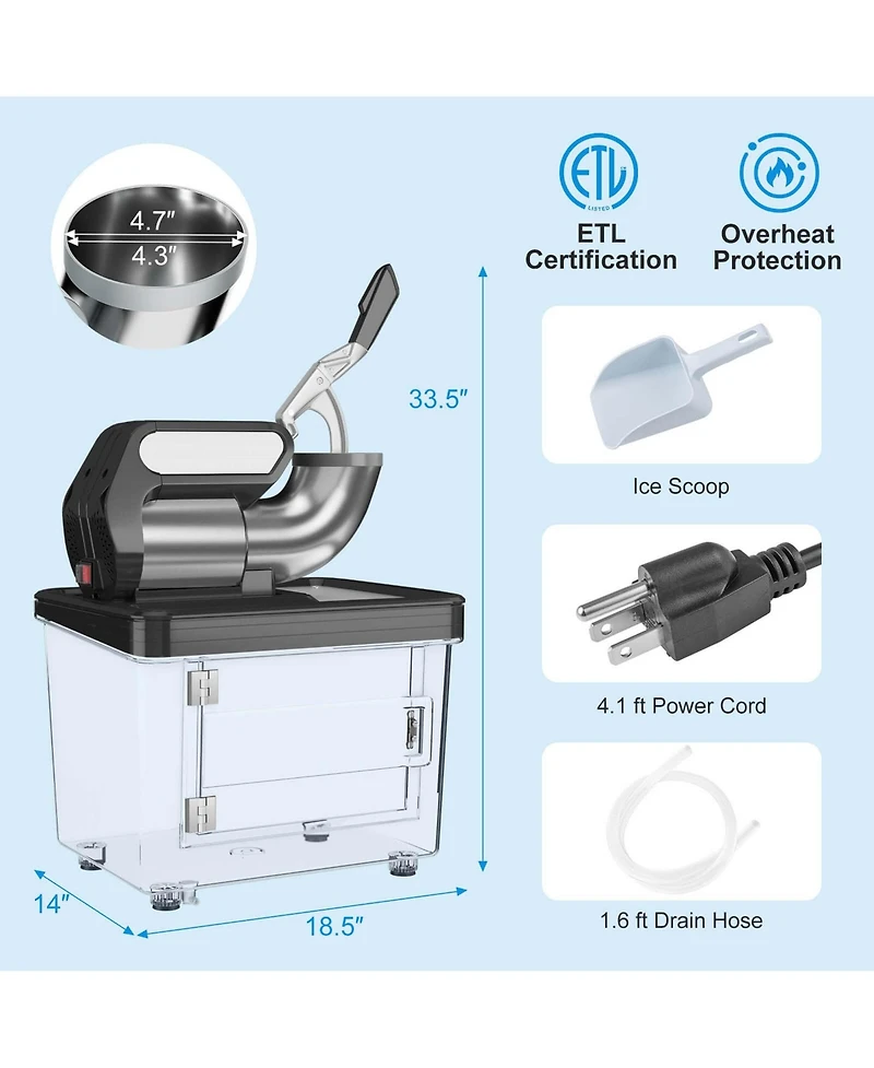 Costway 660LBS/H Commercial Ice Crusher with Dual Blades Safety On/Off Switch for Home