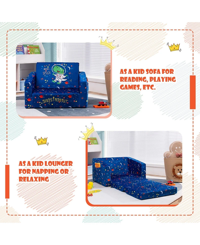 Gouun 2-in-1 Convertible Kids Sofa with Velvet Fabric