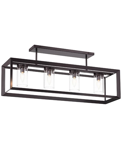 Franklin Iron Works Ketler 34 3/4" Modern Semi Flush-Mount Ceiling Light Fixture Kitchen Linear 4-Light Brown Oiled Bronze Finish