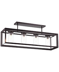 Franklin Iron Works Ketler 34 3/4" Modern Semi Flush-Mount Ceiling Light Fixture Kitchen Linear 4-Light Brown Oiled Bronze Finish