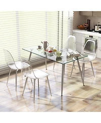 Gouun Set of 4 Dining Chairs Modern Plastic Shell Side Chair with Seat and Wood Legs