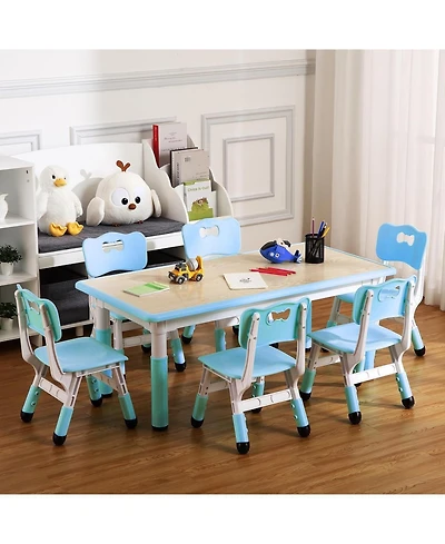 gaomon Kids Table and Chairs Set, Toddler Height Adjustable Desk With Graffiti Desktop, Arts & Crafts Seats, Non-Slip Legs, Max 300lbs