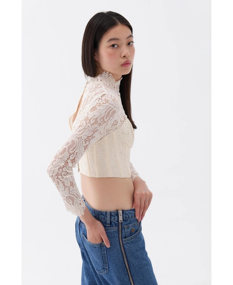 Nocturne Women's Corset-Look Lace Blouse
