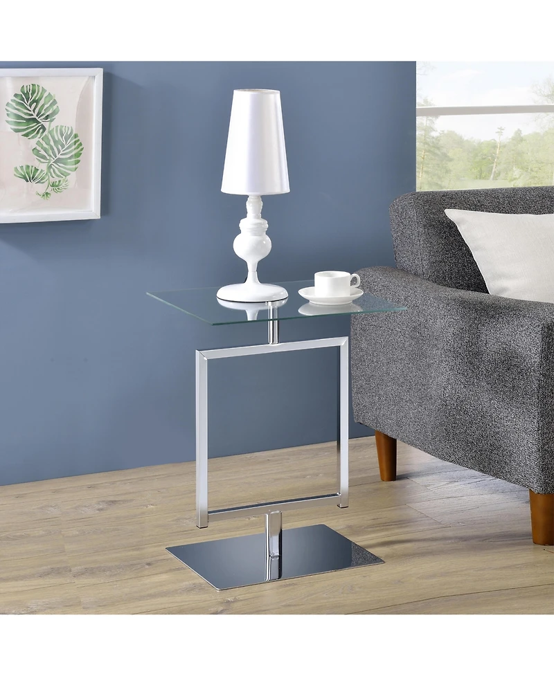 Kings Brand Furniture Side End Table with Metal Base and Tempered Glass Top