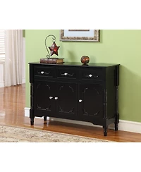 Kings Brand Furniture Wood Console Sideboard Table with Drawers and Storage, Black Finish
