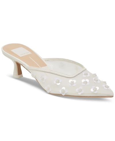 Dolce Vita Women's Clara Embellished Mesh Pointed-Toe Heeled Mules