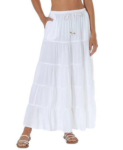 Raviya Women's Draw-Waist Tiered Skirt Cover-Up