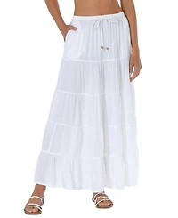 Raviya Women's Draw-Waist Tiered Skirt Cover-Up