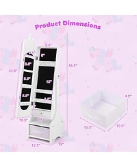 Costway Kids Vanity Set Princess Makeup Dressing Table & Chair Set with Jewelry Armoire