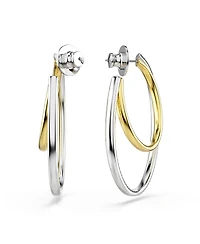 Swarovski Round Cut Mixed Metal Finish Hyperbola Hoop Earrings