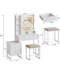 gaomon Makeup Vanity Desk with Mirror and Lights, Vanity Table with 5 Drawers