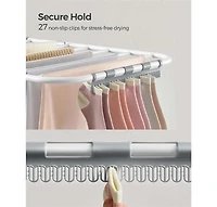Metal Laundry Drying Rack with Adjustable Gullwings and Sock Clips, Space-Saving Design