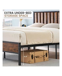 gaomon Bed Frame With Headboard And Footboard, Metal Bed Frame With 14 Heavy Duty Steel Slats, Metal Full Bed Frame, Under-Bed Storage
