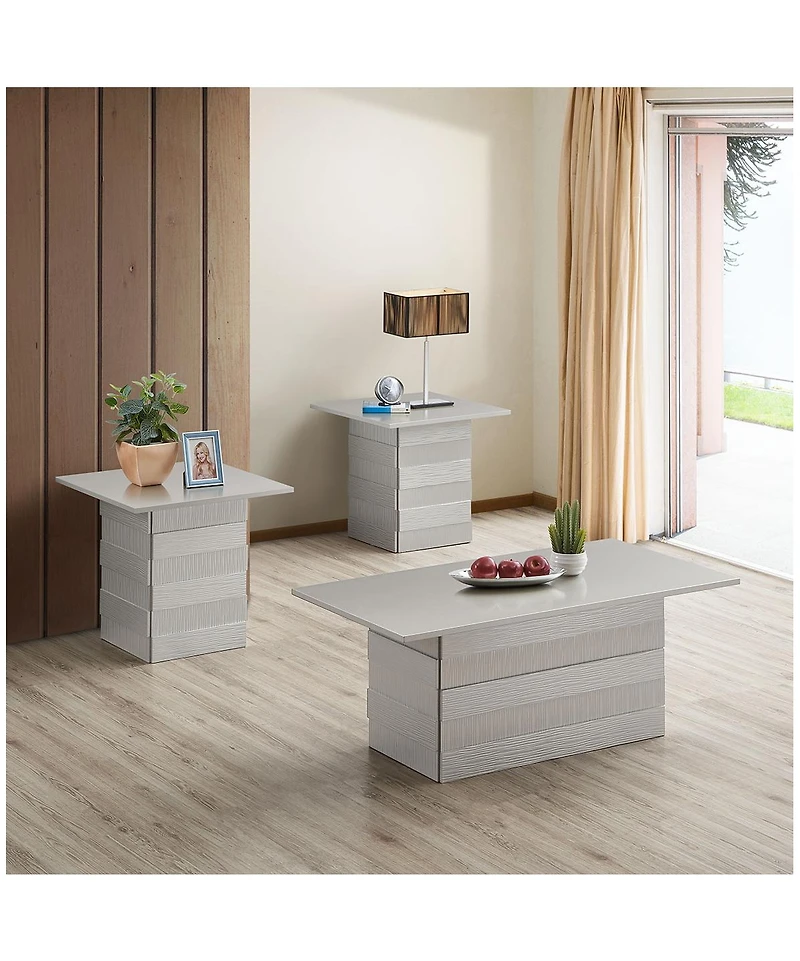 Kings Brand Furniture Madison Modern Pedestal Base Wood End Table, Champagne