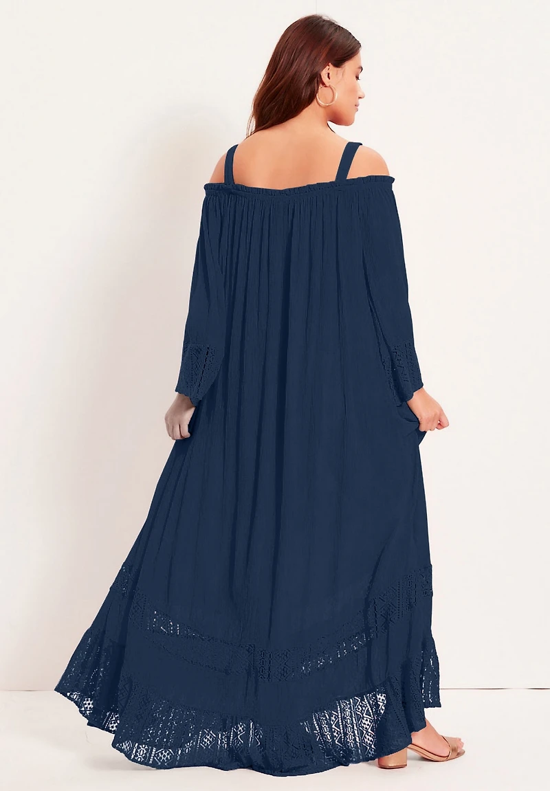 June + Vie Women's Off-The-Shoulder Maxi Dress