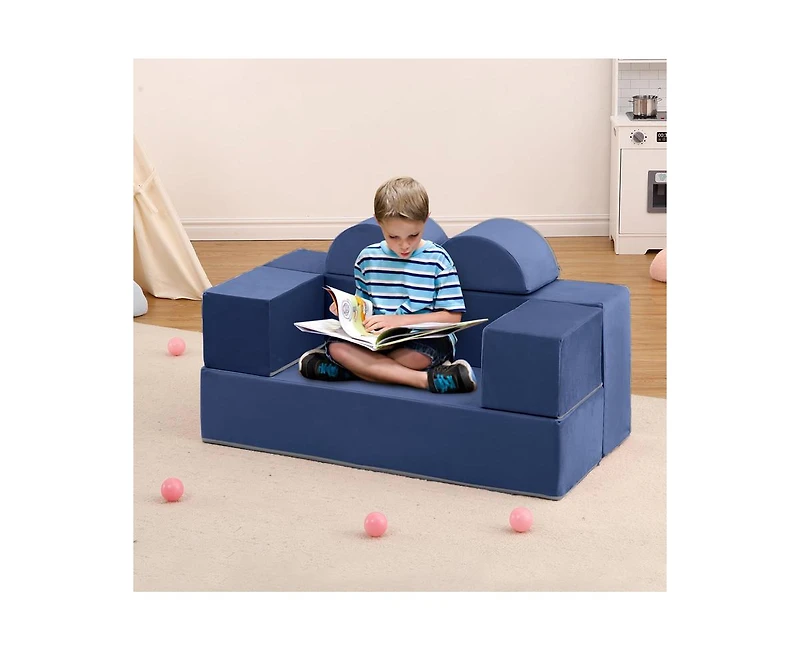 gaomon Kids Play Couch, 6Pcs Modular Kids Play Sofa for Playroom Bedroom, Kids Modular Couch Toddler Foam Sofa