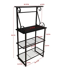 Kings Brand Furniture - Covington Metal Kitchen Shelves Baker s Rack Microwave Stand, Pewter