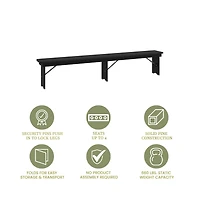 Merrick Lane Tinsley 96" X 12" Solid Pine Folding Farmhouse Style Bench