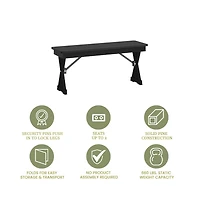 Merrick Lane Tinsley 40" X 12" Solid Pine Folding Farmhouse Style Bench, Rustic Pinewood Folding Dining Bench With Locking X-Legs