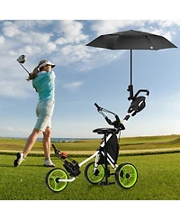 Gymax 3-Wheel Foldable Golf Push Pull Cart Trolley w/ Seat Adjustable Handle