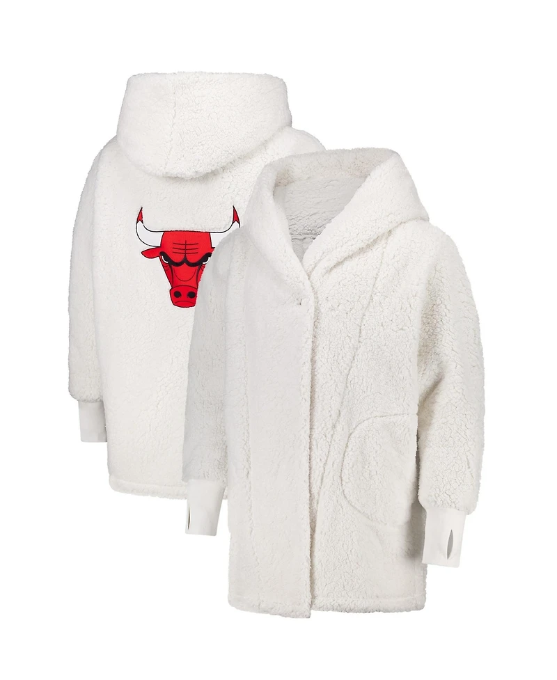 Jill Martin Men's and Women's The Best Lounger World Cream Chicago Bulls Oversized Open-Front Hoodie Sweater