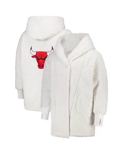 Jill Martin Men's and Women's The Best Lounger World Cream Chicago Bulls Oversized Open-Front Hoodie Sweater