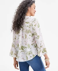 Style & Co Petite Pintuck Long-Sleeve Top, Exclusively at Macy's