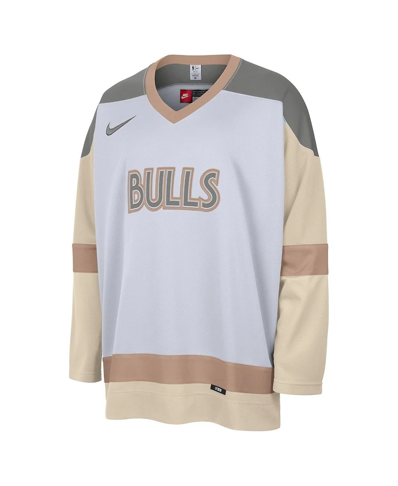 Nike Men's White Chicago Bulls 2024/25 City Edition Courtside Heavyweight Hockey Jersey