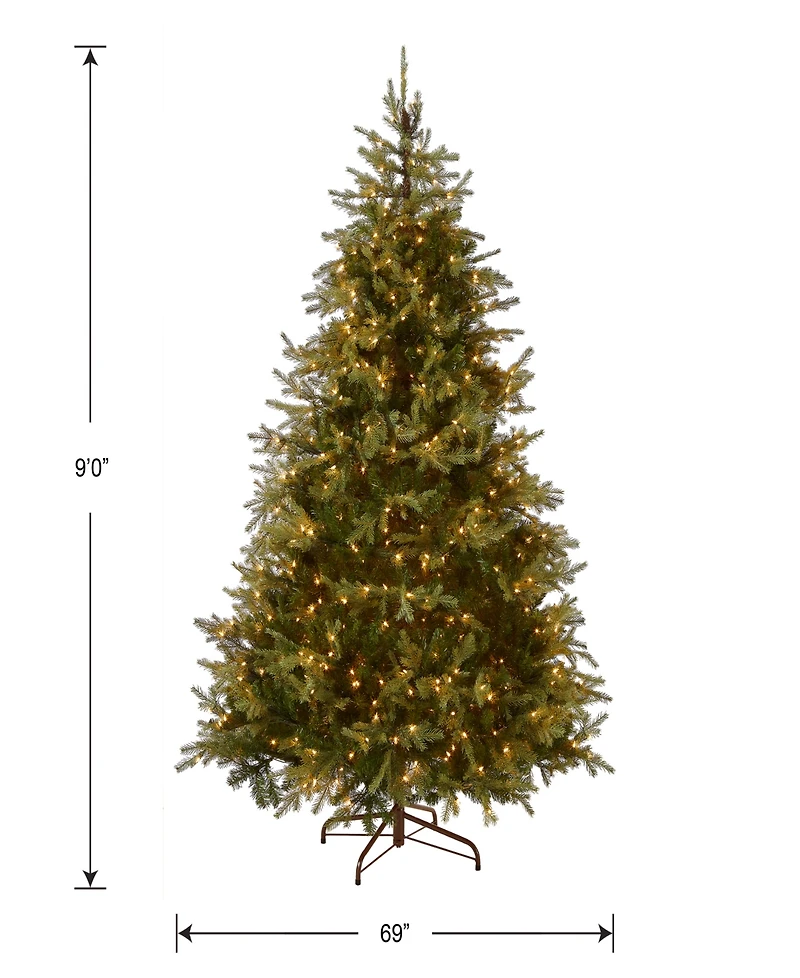 National Tree Company 9' "Feel Real" Nordic Spruce Medium Hinged Tree with 1100 Clear Lights