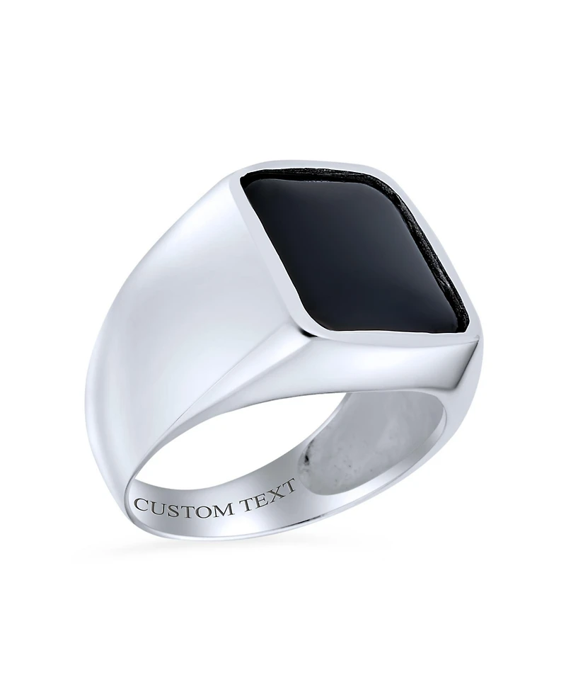 Bling Jewelry Classic Natural Black Onyx Rectangle Signet Ring Sterling