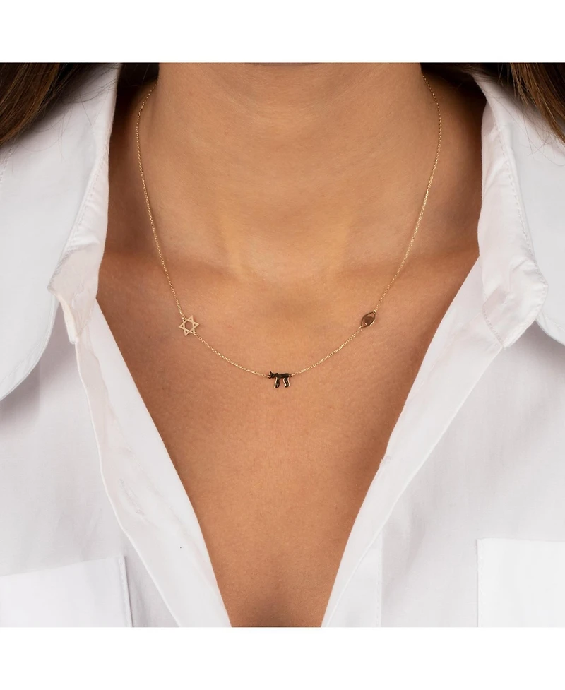Solid Jewish Charms Necklace 14K